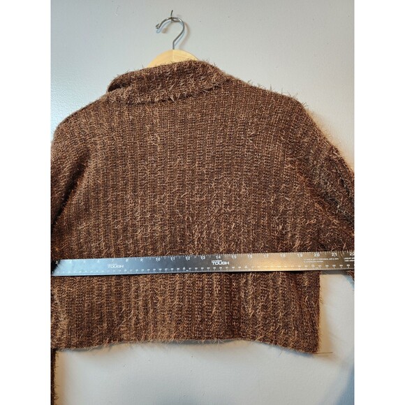 LeLis Collection Cropped Button Down Long Sleeve Cable Knit Cardigan Rust XS - Picture 7 of 7